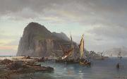 Vilhelm Melbye Shipping off Gibraltar oil painting artist